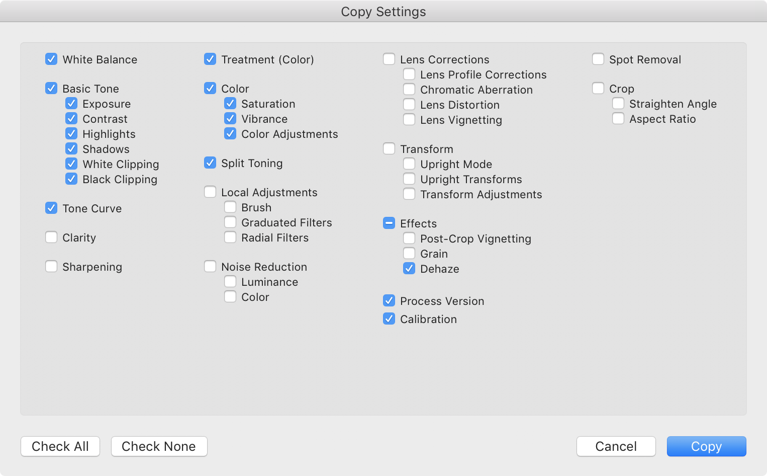 Lightroom preset to LUT CUBE settings